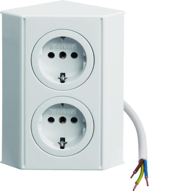 BERKER Twin-Box z 2 gniazdami SCHUKO biały połysk 194802 HAGER