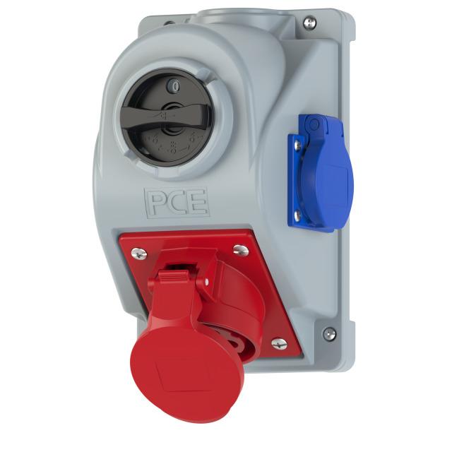 GNIAZDO Z WYŁĄCZNIKIEM / COMBO-POL/ 16A 400V 3P+Z, gniazdo 230V, wył. 0-1 96061441W PCE