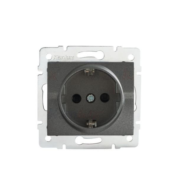 LOGI Gniazdo pojedyncze Schuko ochrona styków śrubowy Grafit 16A 250V 021240141 25266 KANLUX