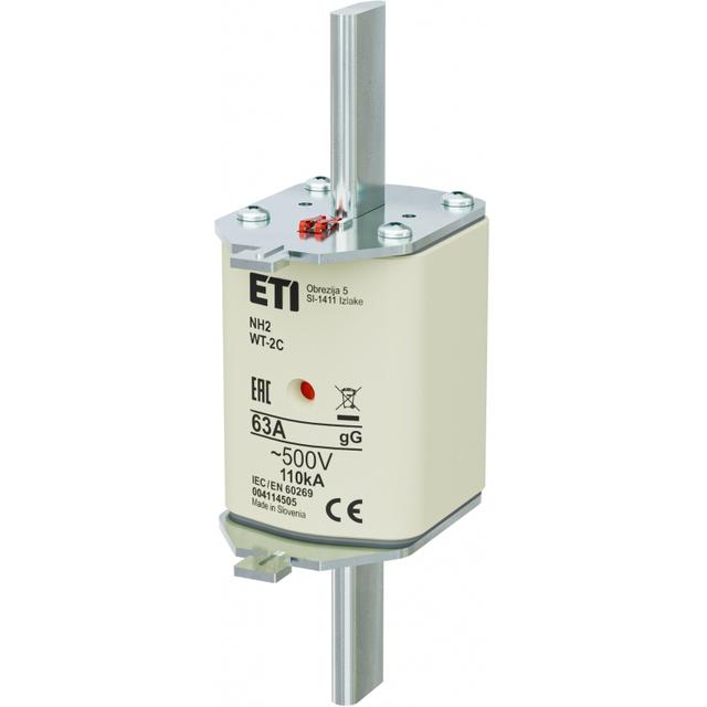 Wkładka topikowa NH zwłoczna KOMBI Pokrywy stalowe NH2 WT-2C gG 63A 500V G 004114505 ETI