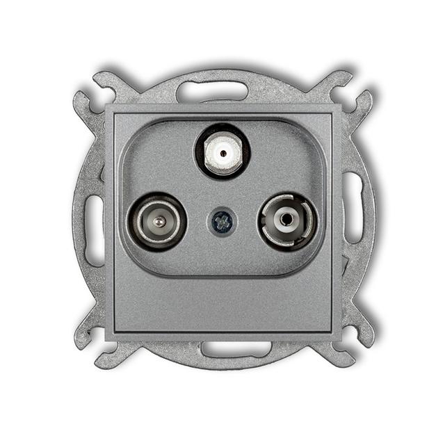 ICON Mechanizm gniazda abonenckiego RTV-SAT końcowego multimedialnego (Internet) srebrny metalik