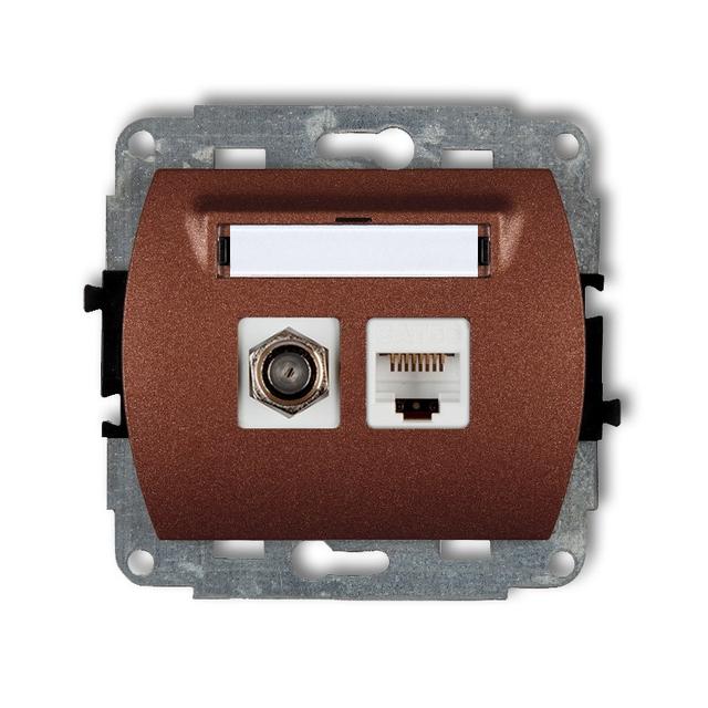 TREND Mechanizm gniazda antenowego poj. typu F (SAT) + gniazda komp. poj. 1xRJ45, kat. 5e, 8-stykowy