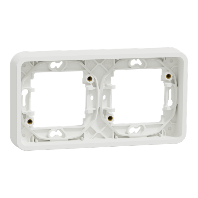 Mureva, podstawa podtynkowa podwójna pozioma, biała