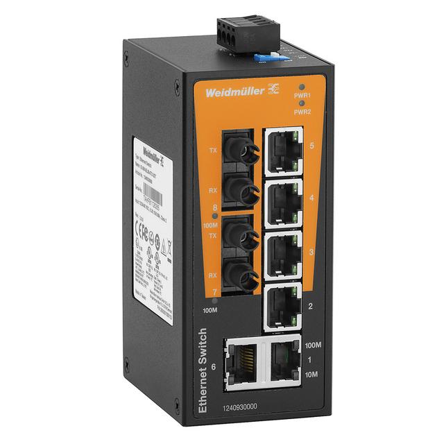 IE-SW-BL08-6TX-2ST Przełącznik sieciowy (prosty), niezarządzany, Fast Ethernet, Liczba portów: 6x RJ45, 2 * ST wielomodowy, -10 °C...60 °C, IP30 /1szt./ 1240930000 WEIDMÜLLER