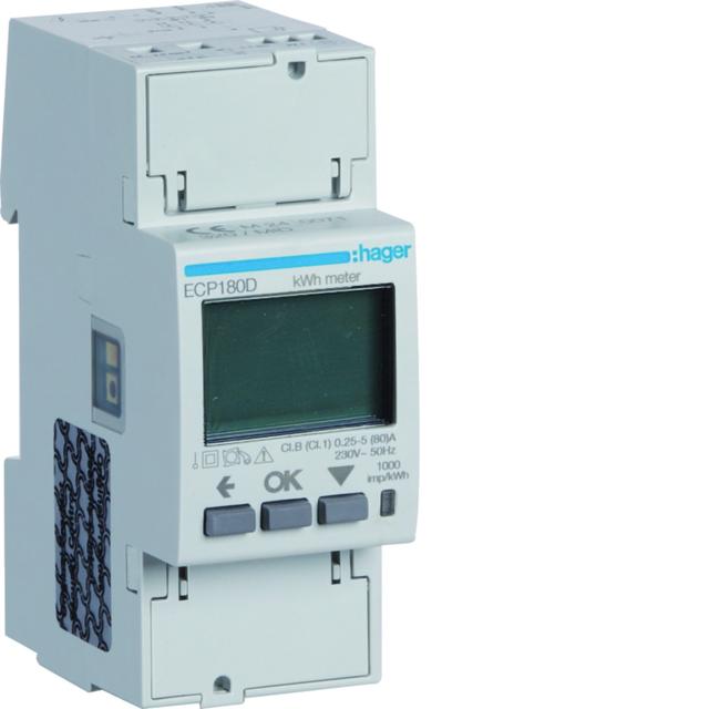 agardio.measure Licznik energii elektrycznej 1-fazowy, 80A 2M, wyjście imp., MID ECP180D HAGER