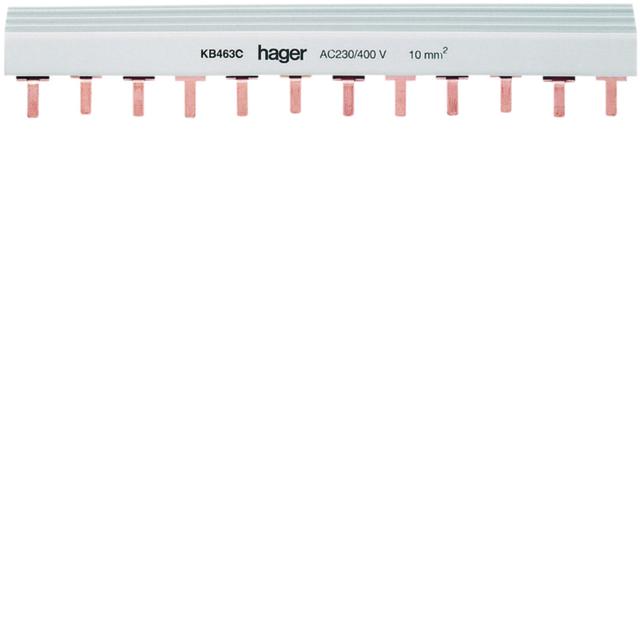 Szyna grzebieniowa kołkowa pozioma 4P 10mm2 24M KB463C HAGER