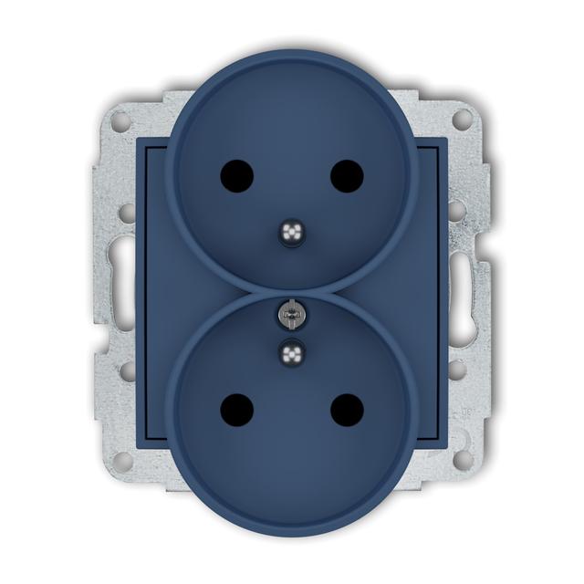 MINI Gniazdo podwójne do ramki z uziemieniem 2x(2P+Z) (przesłony torów prądowych) navy blue 64MGPR-2zp KARLIK
