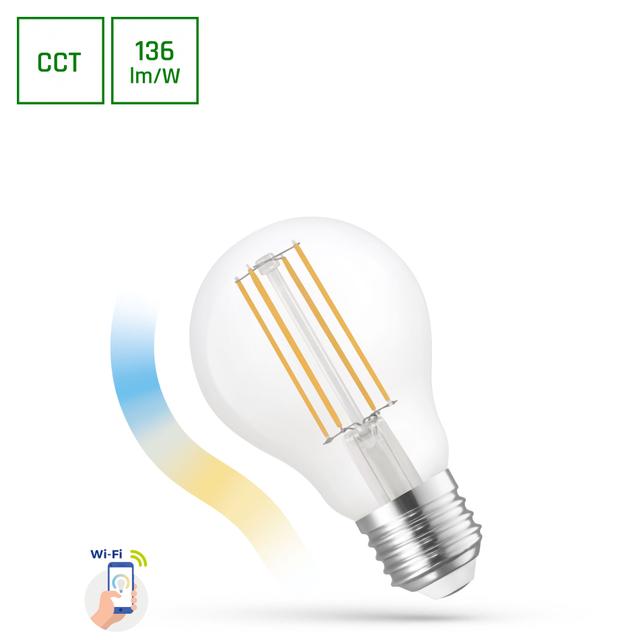 LED GLS 5W COG 230V CCT+DIMM CLEAR Wi-Fi SpectrumSMART