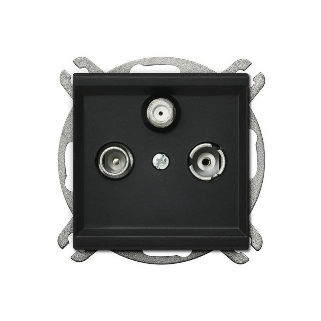 SONATA Gniazdo RTV-SAT przelotowe - kolor czarny metalik