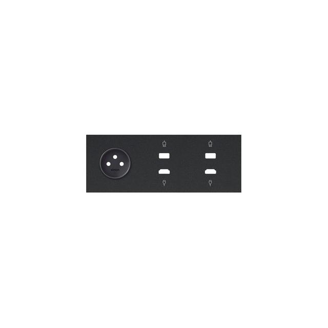 Simon 100 Panel 3-krotny: 1 gniazdo + 1 HDMI + 1 USB + 1 HDMI + 1 USB czarny mat 10020318-238 KONTAKT