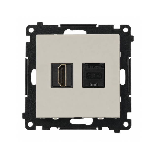 Simon 55 Gniazdo HDMI 2.1 + komputerowe RJ45 kat.6. kaszmirowy TGH21RJ45.01/142