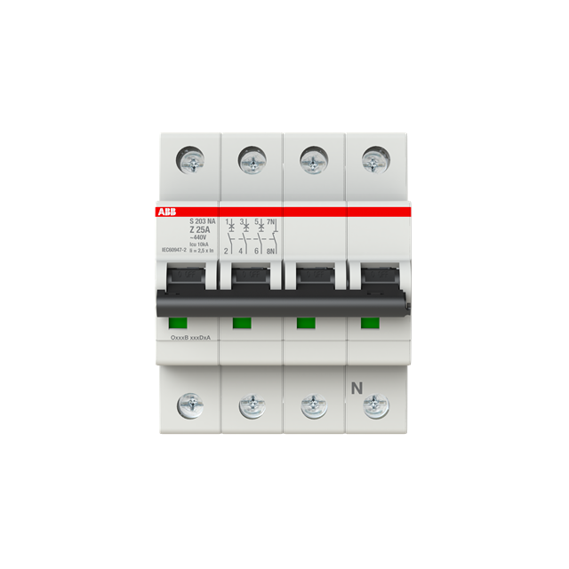S203-Z25NA Wyłącznik nadprądowy 6kA 3P+N Z25A 2CDS253103R0518 ABB