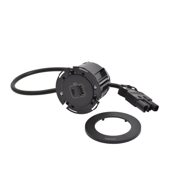 INCARA: DISQ 60 - USB A+C - 0,5 M WIELAND-CZARNY, Legrand