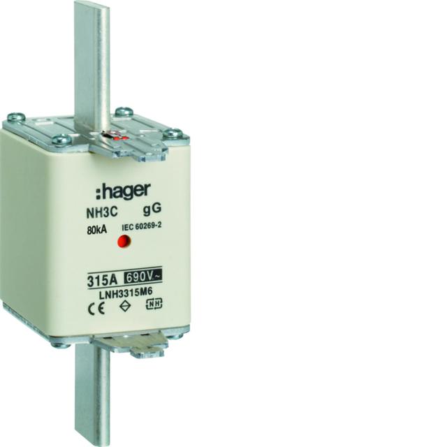 Wkładka bezp. nożowa NH3 wsk.podw. uchwyt nieiz. gG 315A 690VAC LNH3315M6 HAGER