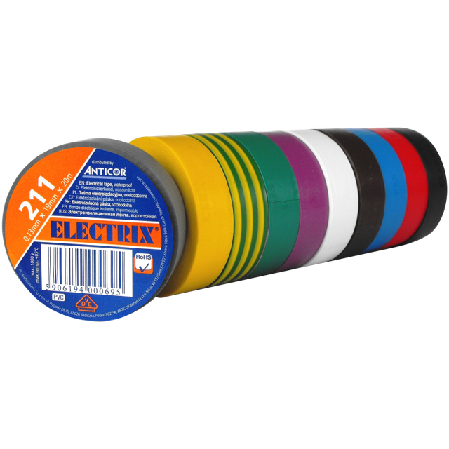 TAŚMA ELECTRIX 211 PCV TĘCZA  19mm*20m (10 szt.)