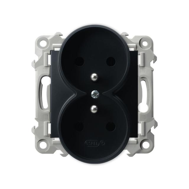 SZAFIR Gniazdo podwójne z uziemieniem moduł bez ramki - kolor czarny metalik