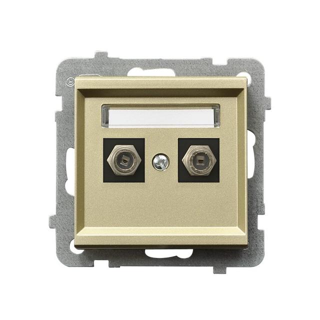 SONATA Gniazdo antenowe typu F podwójne - kolor szampański złoty