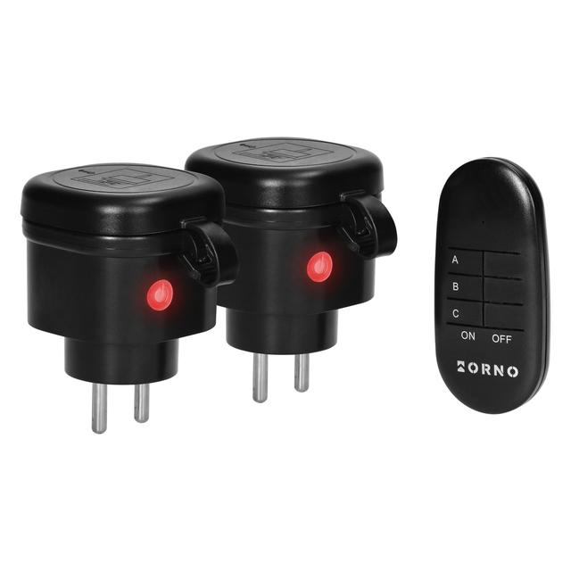 Zestaw bezprzewodowych mini gniazd sterowanych pilotem 2+1 IP44 ORNO
