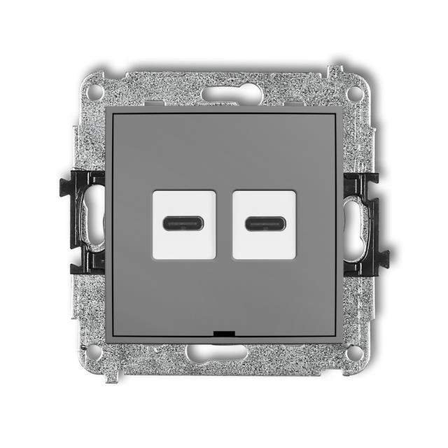 ICON Ładowarka USB podwójna 2xUSB C, 20W max., bez pola opisowego szary mat 27ICUSBBO-7 KARLIK