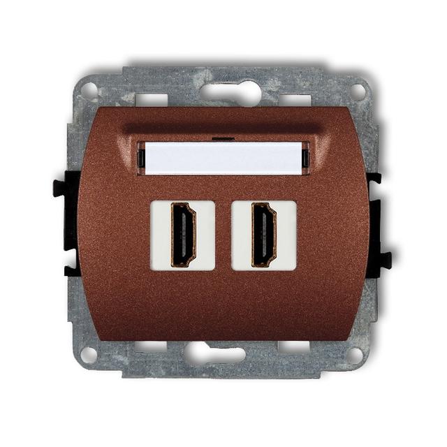 TREND Mechanizm gniazda podwójnego HDMI 2.0 brązowy metalik