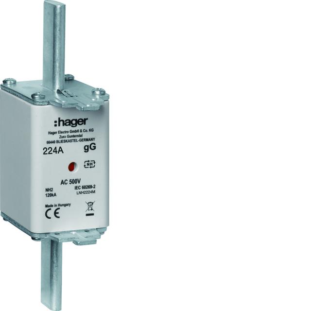 Wkładka bezp. nożowa NH2C wsk.podw. uchwyt nieiz. gG 224A 500VAC LNH2224M HAGER
