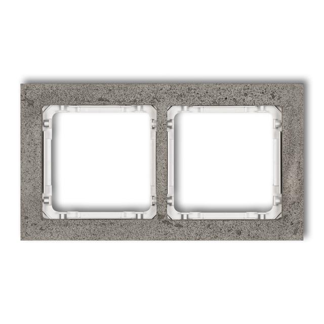 DECO Ramka uniwersalna podwójna - beton (ramka: ciemnoszary; spód: biały)
