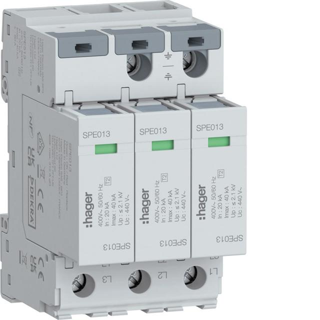 SPD Ogranicznik przepięć T2 3P 3+0 sieć IT In=20kA Imax=40kA Up?2,2kV