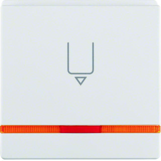 BERKER Q.x Nasadka do łącznika na kartę hotelową z nadrukiem i pomarańczową soczewką biały aksamit 1