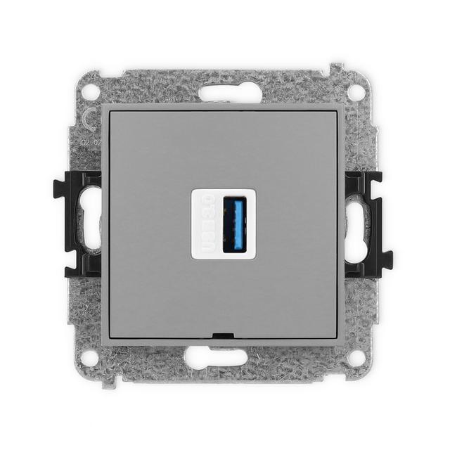 MINI Gniazdo pojedyncze USB A-A 3.0, bez pola opisowego szary mat 27MGUSBBO-5 KARLIK
