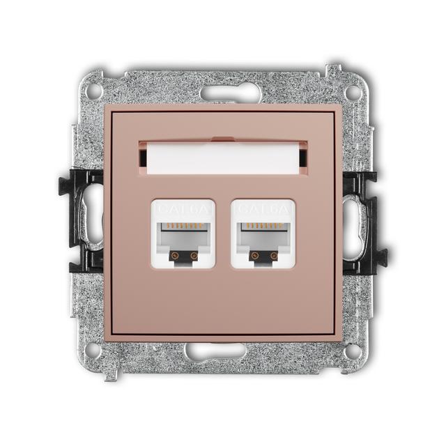 ICON Mechanizm gniazda komputerowego podwójnego 2xRJ45, kat. 6A, 8-stykowy łososiowy