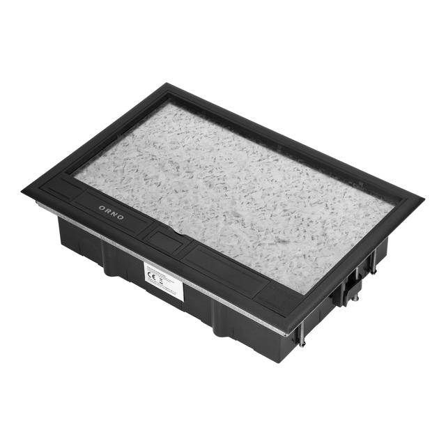 Puszka podłogowa na gniazda modułowe 8 x 45x45mm lub 16 x 22,5x45mm, pokrywa: materiał własny, czarn OR-GP-9203/CF ORNO