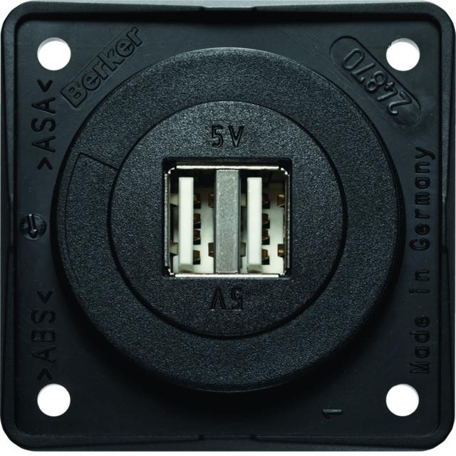 Integro Gniazdo USB ładowania podwójne, 12V, 3A; antracyt mat, mechanizm czarny