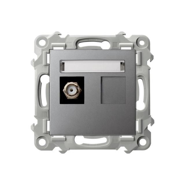 SZAFIR Gniazdo antenowe typu F pojedyncze - kolor szary mat