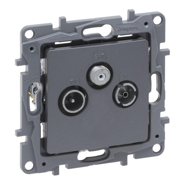 NILOE SELECTION - GNIAZDO TV-RD-SAT PRZELOTOWE 14 DB STAL, Legrand