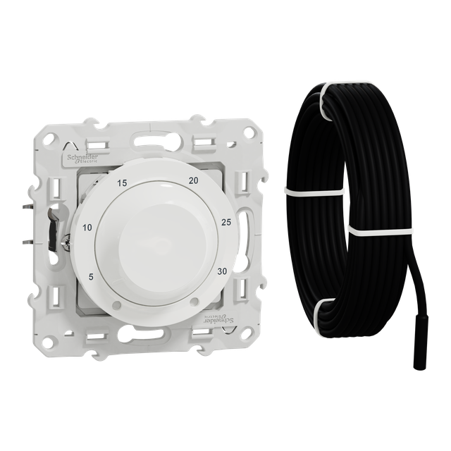 Odace, termostat obrotowy z czujnikiem podłogowym, biały