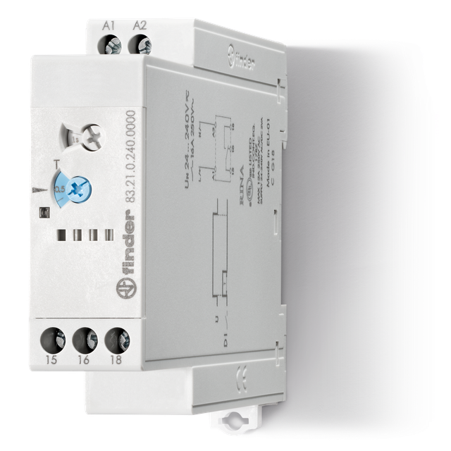 Przekaźnik czasowy modułowy serii 83: 1P 16A 24…240V AC/DC 83.21.0.240.0000 /5szt./ FINDER