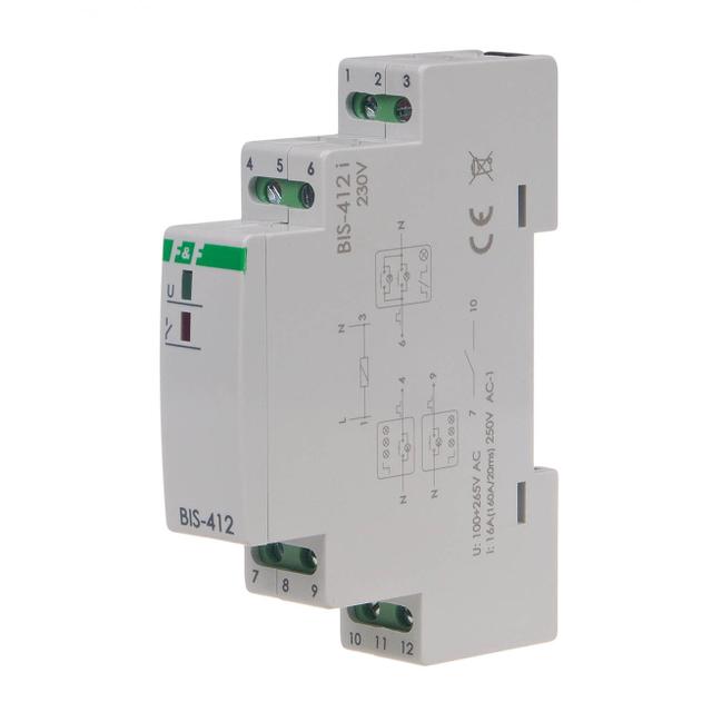 Przekaźnik bistabilny grupowy na szynę DIN z przekaźnikiem inrush 160A/20ms BIS-412-LED F&F
