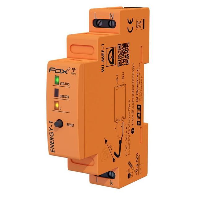Monitor energii elektrycznej JEDNOFAZOWY WI-FI FOX ENERGY 1 WI-MEF-1 40A WI-MEF-1-40 F&F