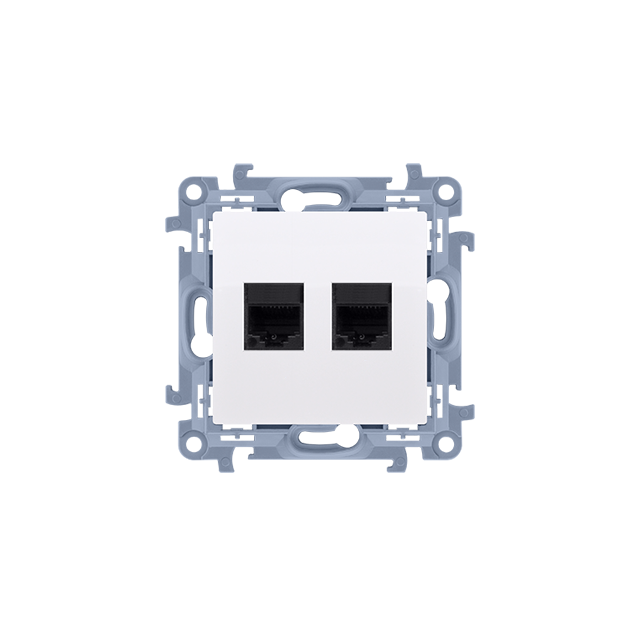 Simon 10 Gniazdo komputerowe RJ45 kategoria 5e+telefoniczne RJ11 biały