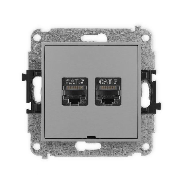 ICON Mechanizm gniazda komputerowego podwójnego 2xRJ45, kat. 7, ekranowany, 8-stykowy, bez pola opis