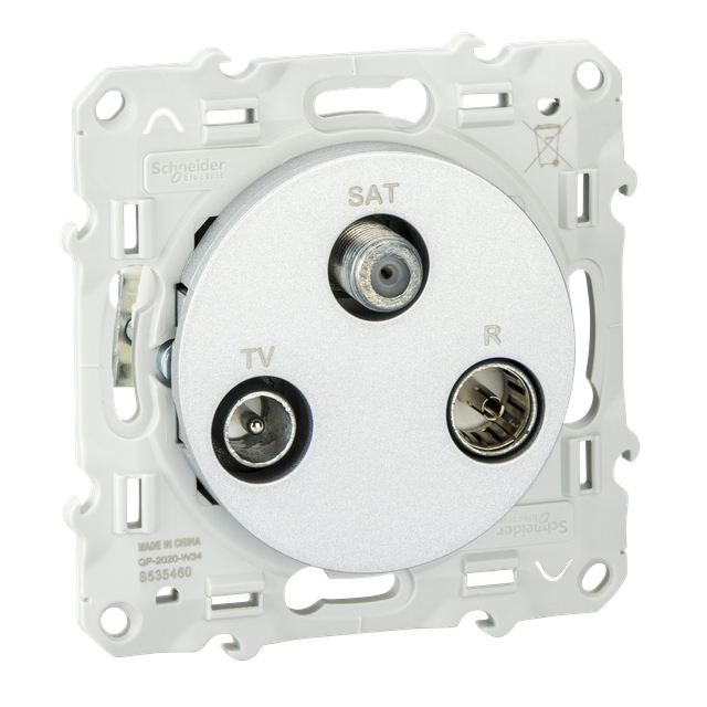 Odace gniazdo R/TV/SAT końcowe aluminium S53D460 Schneider