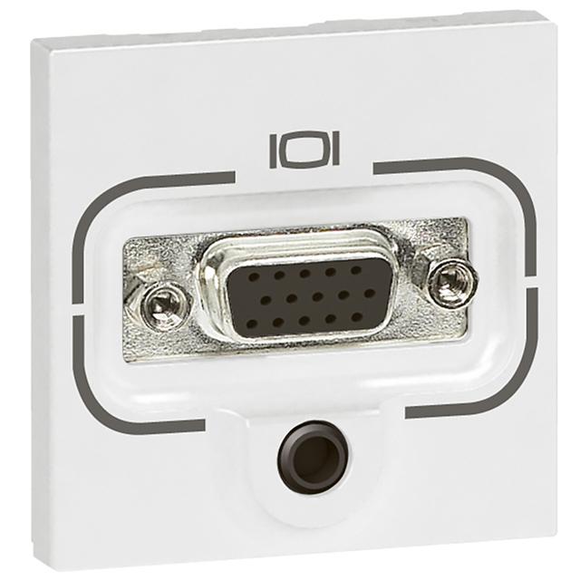 Mosaic Gniazdo Hd15 Żeńskie + Jack 3,5 Mm Złącza Śrubowe - 2 Moduły Białe 078774 LEGRAND