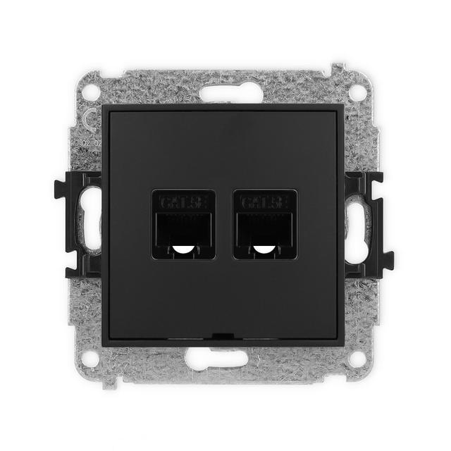 ICON Mechanizm gniazda komputerowego podwójnego 2xRJ45, kat. 5e, 8-stykowy, bez pola opisowego czarn