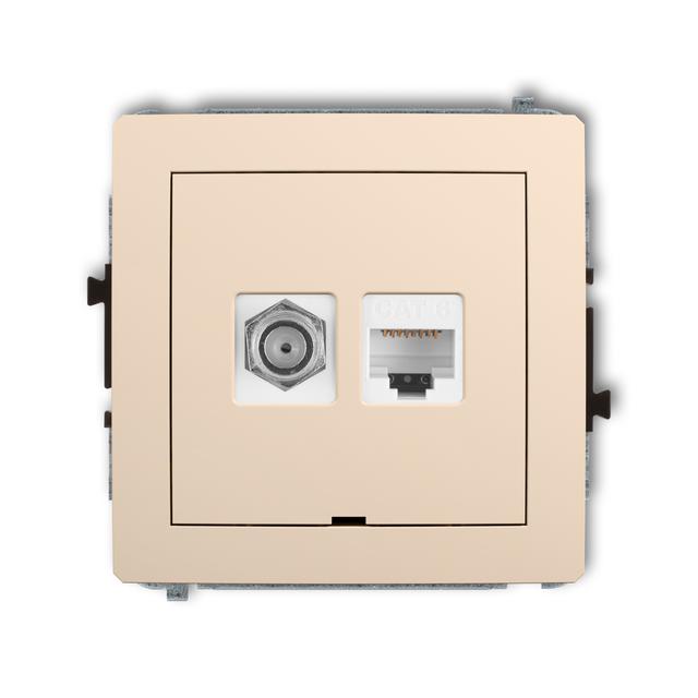 DECO Mechanizm gniazda antenowego poj. typu F (SAT) + gniazda komp. poj. 1xRJ45, kat. 6, 8-stykowy,