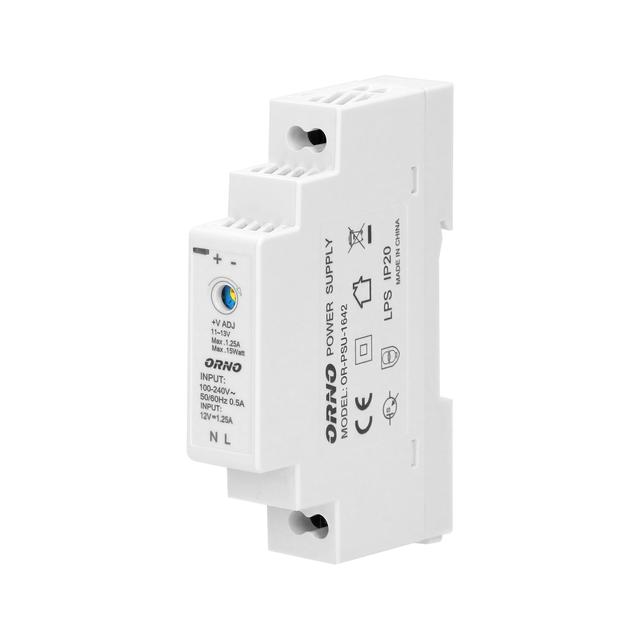 Zasilacz na szynę DIN 12VDC 1,25A 15W szerokość 1 moduł OR-PSU-1642 ORNO