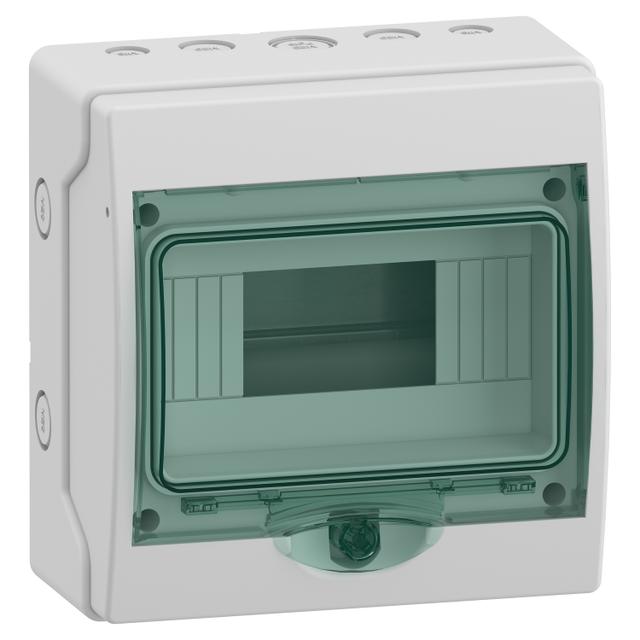 Rozdzielnica natynkowa hermetyczna 1x8 IP65 Mini Mureva (dawna Kaedra) mMRV-1-8-NT-T drzwi transparentne 13443 Schneider