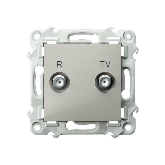 SZAFIR Gniazdo antenowe RTV przelotowe 10-dB kolor kaszmirowy beż GPA-10ZP/m/83 OSPEL