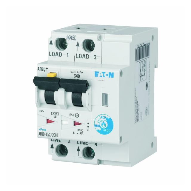 AFDD-40/2/C/003-A Przeciwpożarowy detektor iskrzenia 10kA C40A 2P 30mA typ A 187240 EATON