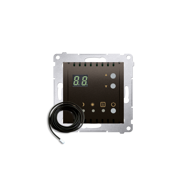 Simon 54 Regulator temperatury z wyświetlaczem z czujnikiem zewnętrznym 16(2) A 230V brąz mat *W kom