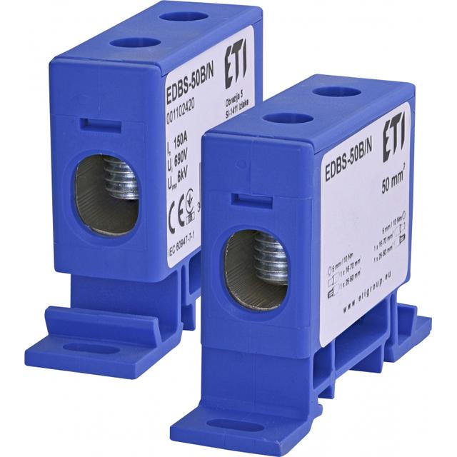 Zacisk 150A 1-torowy 16-70mm2 N do przewodów Al/Cu niebieski EDBS-50B/N 001102420 ETI
